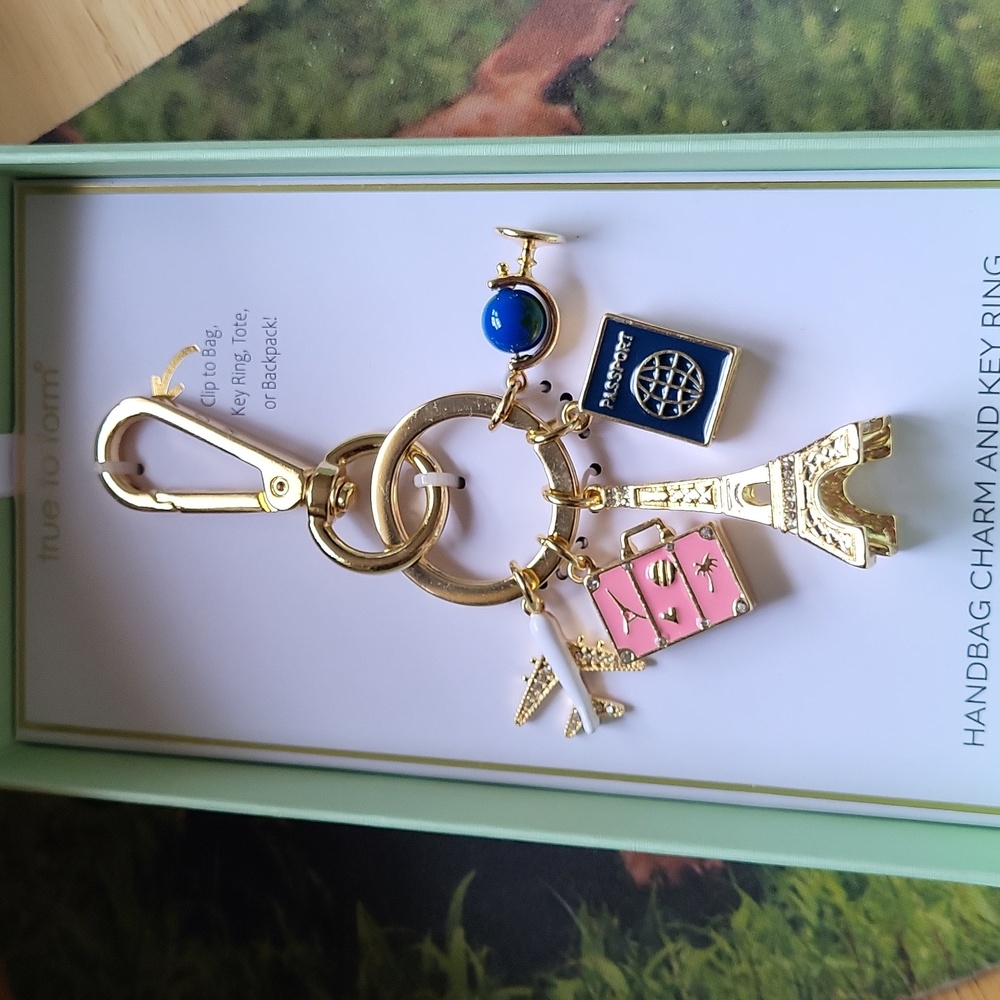 Travel Golden Eiffel Tower Handbag Charm And Key Ring HL Rt Tp Te